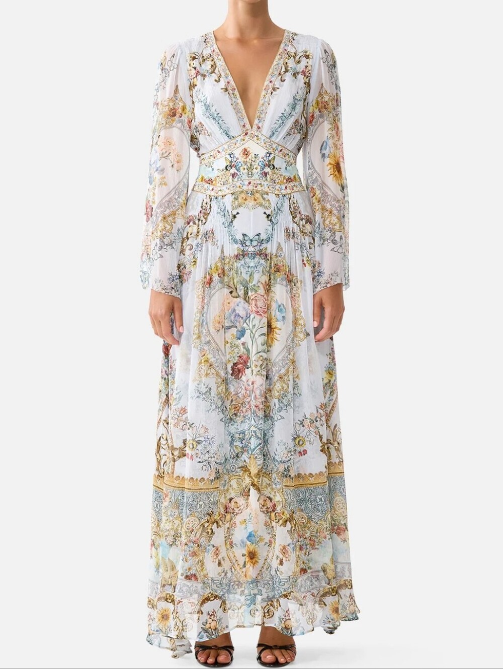 Camilla Flared Sleeve Dress In Seville Sweetheart